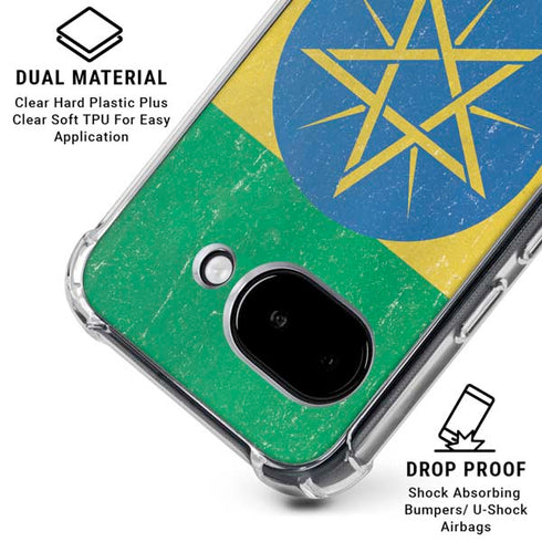 Ethiopia Flag Distressed Google Pixel 9a Clear Case